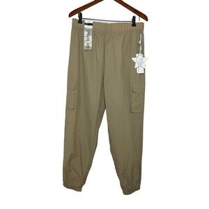 Khaki Beige Bungee Parachute Pants Womens Large NWT Windbreaker
